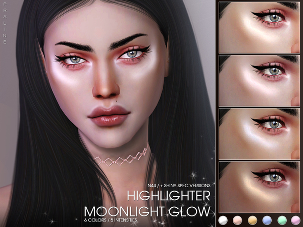 Sims 4 — Moonlight Glow Highlighter N44 by Pralinesims — Highlighter in 30 colors, 2 versions.