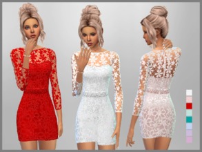 Sims 4 — Short Lace Dress by SweetDreamsZzzzz — Set of 8 Short Lace Dresses for everyday and formal wear Hair by toksik