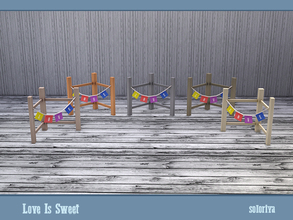 Sims 4 — Love Is Sweet. Decorative Fence by soloriya — Decorative fence with flags. Part of Love is Sweet set. 5 color