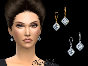 Sims 4 — NataliS_Asscher cut diamond earrings pave by Natalis — Asscher cut diamond earrings pave. FT-FA-FE 2 colors.
