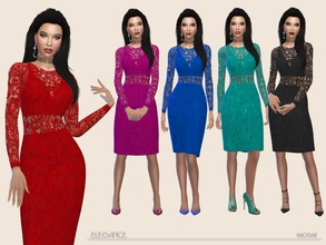 Sims 4 — Elegance by Paogae — Simple and classy dress, five colors, with lace transparences, perfect for your elegant
