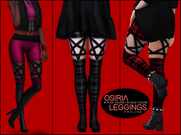 Sims 4 — Osiria Leggings by Pralinesims — Leggings with pentagram harness in 20 colors.