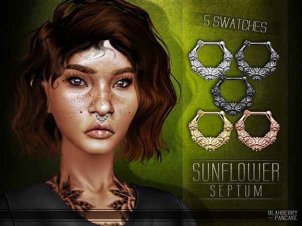 Sims 4 — Sunflower Septum by Blahberry_Pancake — *NEW MESH* - accessory category - 5 swatches - all LOD's - HQ textures -
