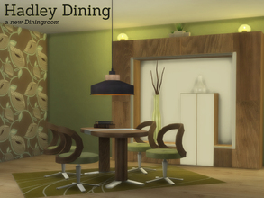 Sims 4 — Hadley Dining by Angela — Hadley Diningset. This modern diningroom contains the following items: Chair, Table,