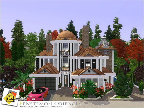 Sims 3 — Penstemon Oriencia by Onyxium — On the first floor: Living Room | Dining Room | Kitchen | Bathroom | Garage On