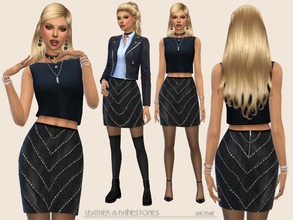 Sims 4 — Leather&Rhinestones by Paogae — Black leather skirt with rhinestones ... use your imagination to create many