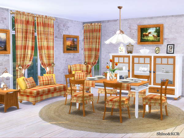Sims 4 — Dining Country by ShinoKCR — Diningset for the Country Series with lots of loveley Table Ware - Dining Table,