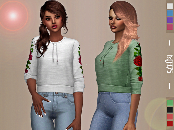 Sims 4 — S4 Skylar Sweater by Margeh-75 — -Some cute casual tops with rose embroidery on the sleeves -cas thumbnail -8