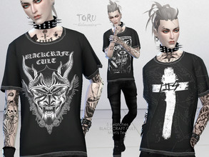 Sims 4 — TORU - Loose T-Shirt - MALE (FIXED 18/OCT/21) by Helsoseira — TORU loose T-Shirt, Blackcraft Cult 5 swatches.