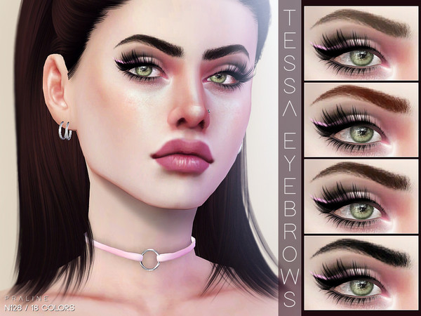 Sims 4 — Tessa Eyebrows N126 by Pralinesims — Eyebrows in 18 colors.