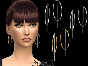 Sims 4 — NataliS_Bar Diamond Hoop Earrings by Natalis — Bar Diamond Hoop Earrings. FT-FA-YA 3 colors.