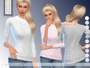 Sims 4 — Chunky Knit Sweater by MissSchokoLove — This cozy chunky knit sweater keeps your sims warm and looks so trendy! 