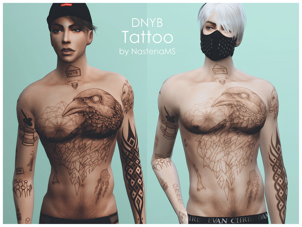 Sims 4 — DNYB Tattoo #2 by NastenaMS — 2 recolor (dark and light) Tattoo category AF/AM
