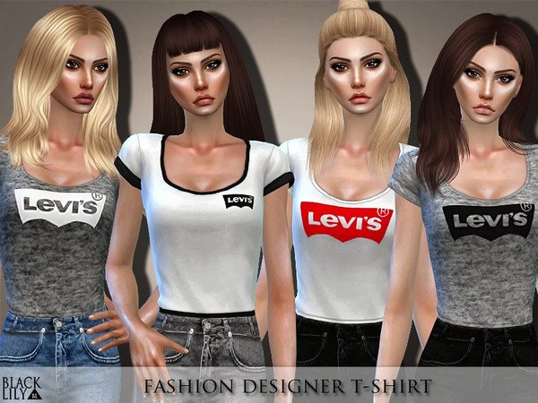 Sims 4 — Fashion Designer T-Shirt by Black_Lily — YA/A/Teen 4 Styles New item