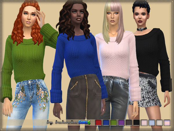 Sims 4 — Sweater Short by bukovka — Sweater for women from teenager to adulthood. It is installed autonomously. New mesh,