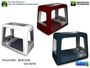 Sims 4 — kardofe_Poseidon Bedroom_Bed by kardofe — Four-poster bed, futuristic style, in three color options 