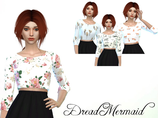 Sims 4 — DreadMermaid - Crop Jerseys - Mesh needed by DreadMermaid — Beautiful vintage style crop jerseys for your Sims!