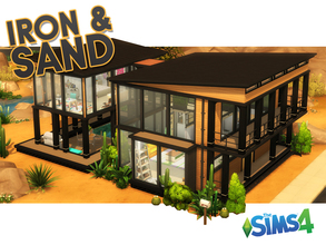 Sims 4 — Iron & Sand (No CC Build) by FriendlySim3 — Two story, iron framed house, with open spacious ground floor