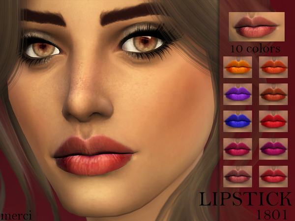 Sims 4 — Lipstick 1801 by -Merci- — New lipstick for Sims. For female,teen-elder.