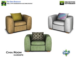 Sims 3 — kardofe_Chia Room_Chair living by kardofe — Comfortable armchair with cushion, in three color options