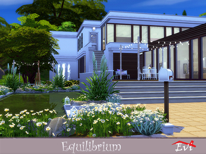 Sims 4 — Equilibrium by evi — A four bedroom house built among trees and plants with twin pools