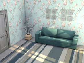 Sims 4 — Floral Wallpaper by Toadling — Pastel green floral wallpaper.