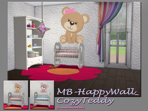 Sims 4 — MB-HappyWall_CozyTeddy by matomibotaki — MB-HappyWall_CozyTeddy, little cute teddy bear with a pink and or a