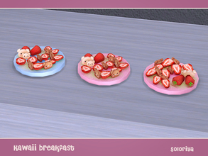 Sims 4 — Kawaii Breakfast. Strawberry and Cookies by soloriya — Strawberry and cookies bears on a tray. Part of Kawaii