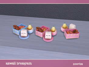 Sims 4 — Kawaii Breakfast. Breakfast by soloriya — Sushi, meat, noodle and dessert in one mesh. Part of Kawaii Breakfast