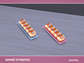 Sims 4 — Kawaii Breakfast. Buns by soloriya — Five bears buns on a tray. Part of Kawaii Breakfast set. 2 color