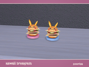 Sims 4 — Kawaii Breakfast. Hamburger Pikachu. by soloriya — Hamburger Pikachu on a small tray. Part of Kawaii Breakfast