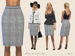 Sims 4 — Prince of Wales Skirt by Paogae — Classic knee-length skirt, Prince of Wales pattern, zipper on the back, to