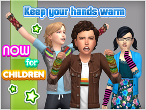 Sims 4 — KYHW - children's mittens by WistfulCastle — Keep your hands warm - clidren's fingerless mittens with detailed