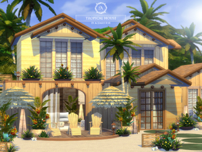 Sims 4 — Tropical House - Base Game by Aquarhiene — Sunny house for your simmies! Interior contains: Kitchen with dining