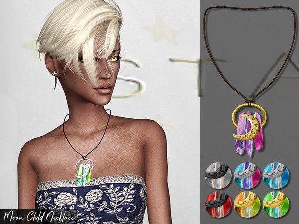 Sims 4 — Genius Moon Child Necklace by Genius6662 — - New Mesh - All Lods - 11 Colors - HQ mod compatible - Custom