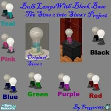 Sims 1 — Black Base Bulb Lamps by frogger1617 — Includes: Lights(7)