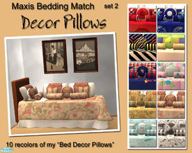 Sims 2 — Maxis bedding match Decor pillows 2 by Simaddict99 — The remaining 10 Maxis bedding match decor pillows for a
