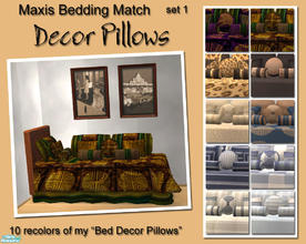 Sims 2 — Maxis bedding match "Decor Pillows" by Simaddict99 — Here are the first ten Maxis bedding match decor