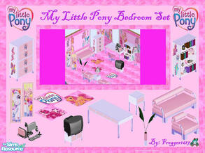 Sims 1 — My Little Pony Bedroom Set by frogger1617 — Includes: Floor, Walls(4), Endtable, Bed, Dresser, Plant, Floor