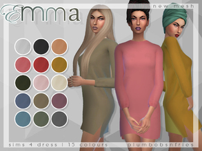 Sims 4 — PnF | Emma by Plumbobs_n_Fries — New Mesh Over-sized Short Dress Female | Teen - Elders 15 Colours - Solid 