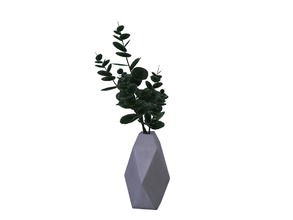 Sims 4 — Aylin Geometric Vase by sim_man123 — A geometric, polygonal vase with a sprig of silver dollar eucalyptus. 