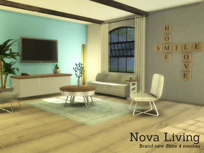 Sims 4 — Nova Living by Angela — Nola Living set. A modern new livingroom with a north european feel to it. This set