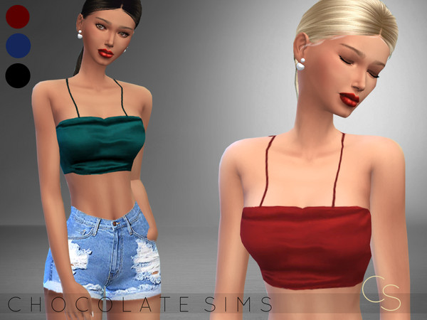 Sims 4 — Satin Crop Top by MissSchokoLove — This sexy satin crop top is such an eyecatcher! The zipper at the back makes