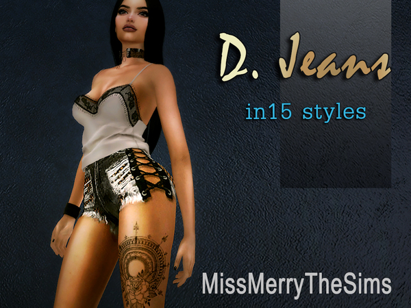 Sims 4 — Denim Shorts by Maria_MissMerry — Denim shorts in 15 styles Base game compatible. List of used CC