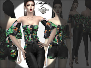 Sims 4 — mezla outfit 2  by jomsims — mezla outfit 2 for her 1 shades plants and birds, exotic pant and top Happy