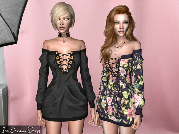 Sims 4 — Genius Ice Cream Dress by Genius6662 — - New Mesh - All Lods - 13 Swatches - HQ mod compatible - Custom