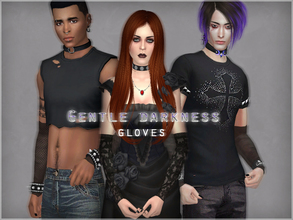 Sims 4 — Gentle darkness - gloves by WistfulCastle — Gentle darkness - transparent gloves with lace and pattern for male
