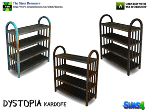 Sims 4 — kardofe_Dystopia_Bookshelf by kardofe — Wrought iron bookcase, very oxidized, but very useful still, in three
