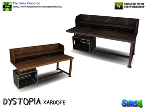 Sims 4 — kardofe_Dystopia_Desk by kardofe — Old desk that knew better times, it lacks a leg but it has been replaced by