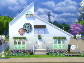 Sims 4 — Pastel Pet Clinic NO CC by Sapphyra2 — Pastel themed vet clinic with 4 vet stations and waiting room on the